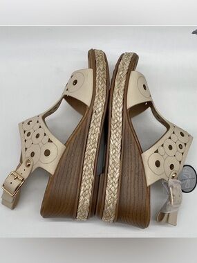 Good Choice Sandra Cream Laser-Cut T-Strap Espadrille Sandals NEW